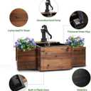 OIPRTGFJ Outdoor Water Fountain,Floor Wooden Rectangular Pump Old-Fashioned Fountain with Flower Box,Electric Decorative Hand Pump, Outdoor Water Feature for Garden Patio Backyard