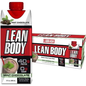 Labrada Lean Body Ready-to-Drink Mint Chocolate Protein Shake, 40g Protein, Whey Blend, 0 Sugar, Gluten Free, 22 Vitamins & Minerals, (Recyclable Carton & Lid - Pack of 12) LABRADA, Best By: SEP/04/26