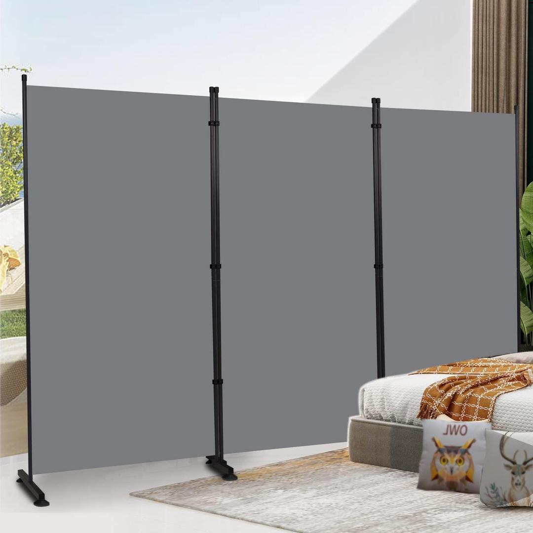 YASRKML Room Divider 6ft Dividers and Privacy Screens, Partition Screen Portable Fabric Panel, Indoor Folding for Separation, Freestanding Wall Bedroom, Grey, 3 Panel-Round Pad