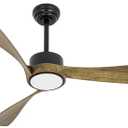 raccroc Wood 52in Flush Mount Ceiling Fans with Lights and ...