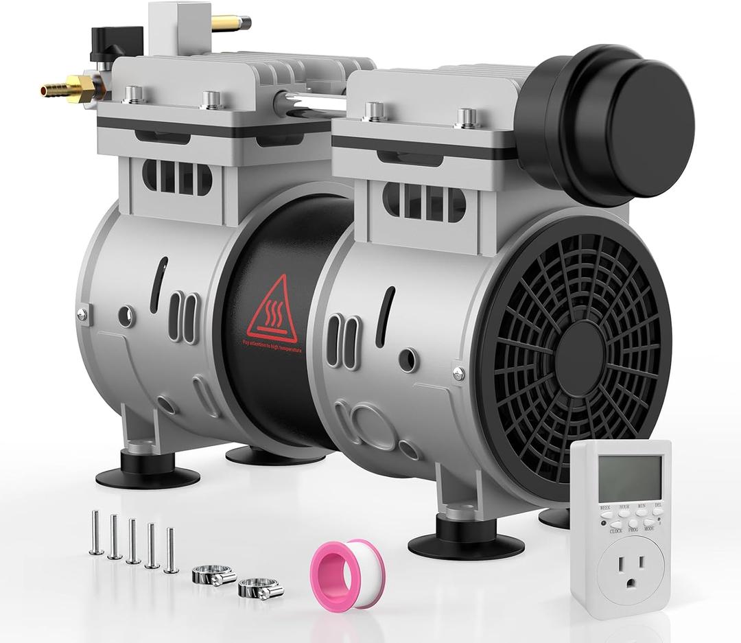 8.2CFM Pond & Lake Aeration System for Up to 3 Acre 50' LakeIncludes 3/4 HP Compressor, Air Compressor for Deep Water Oxygen Circulation (No Diffuser No Tubing)