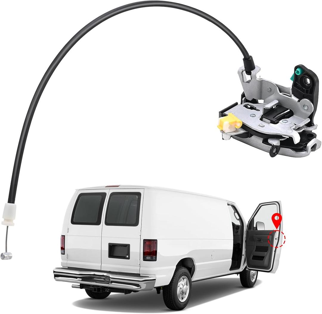 Front Right Passenger Side Door Lock Latch Assembly - Replaces 6C2Z-1521812-A, 6C2Z1521812A - Fits 1996-2019 Ford E150 E250 E350 E450 Econoline Van Front Door Latch