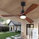 52 Inch Ceiling fans with Lights and Remote,3 Blades Wood Modern Ceiling Fans,Noiseless Reversible DC Motor,Outdoor Ceiling Fans for Patio,Living Room,Bedroom,Indoor,Farmhouse
