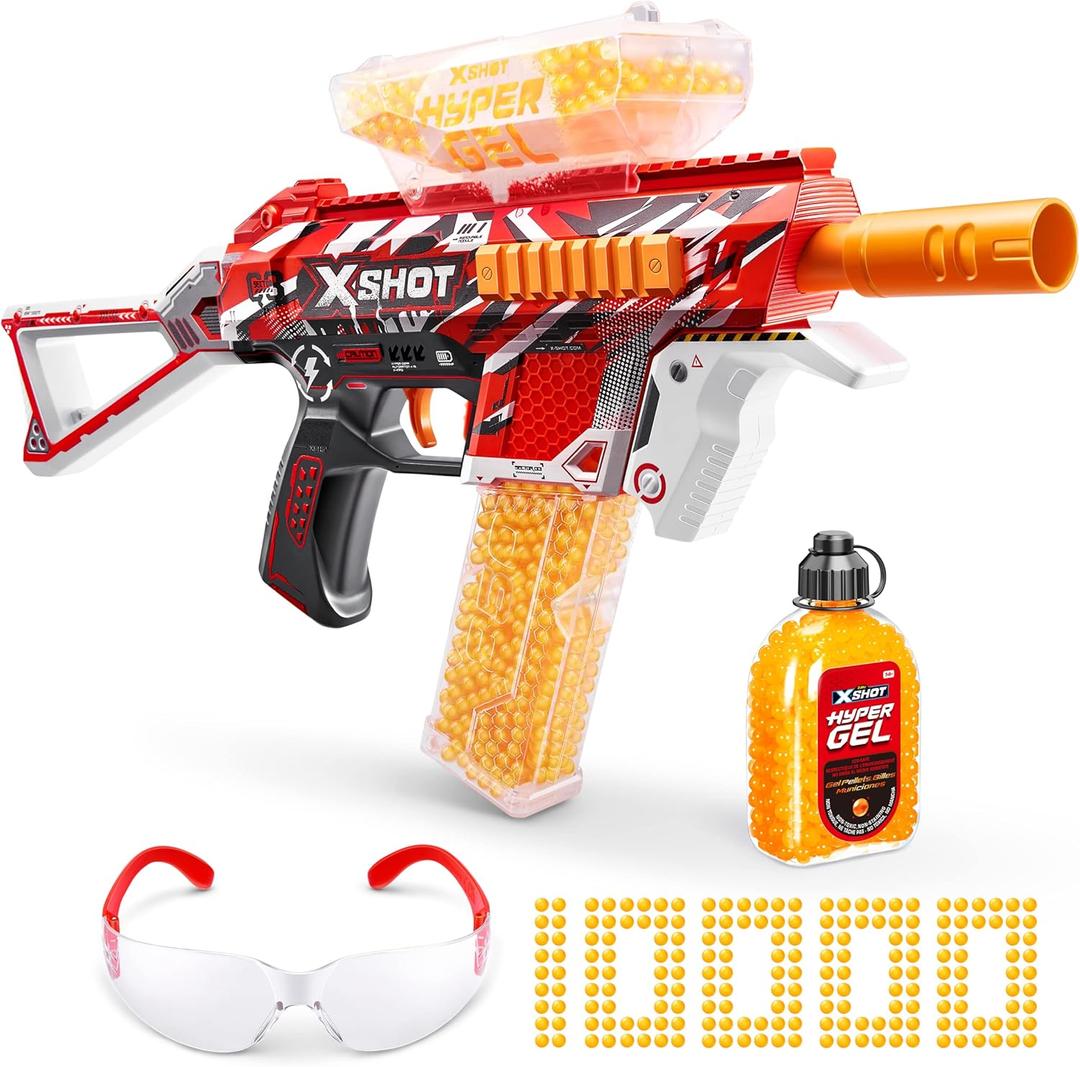 XSHOT Hyper Gel Trace Fire Blaster, Semi and Fully Automatic Gel Blaster & 10,000 Gellets, 600 Capacity Hopper & 850 Capacity Mag, Ages 14 & Up by ZURU, Medium