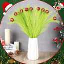 36 Pcs Christmas Tree Topper 17'' Lime Green Curly Tree Picks with Red Ball Xmas Artificial Green Stems for Winter Holiday Home Wreath Craft Decoration Supplies