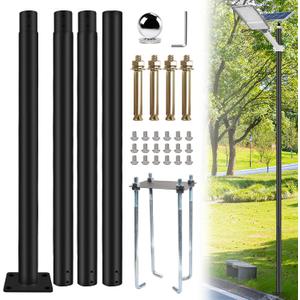 Street Light Pole 13 Ft Tall | Outdoor Adjustable Heavy Duty Metal Street Lamp Post | Outside Solar Street Lights Poles with Mounting Rebar Cage Base for Backyard, Parking Lot, Walkway (13FT)