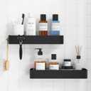 Kitsure X-Large Shower Caddy - 2 Pack Adhesive Shower Organizer, Rustproof Metal Shelves, No-Drill Bathroom Organizers and Storage, Black