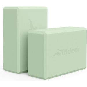 Trideer Yoga Blocks 2 Pack, Soft Non-Slip Foam Blocks with Beveled Edges for Alignment and Stretching in Yoga, Pilates, and Dance - Supportive, Lightweight, Odor Resistant, Latex-Free