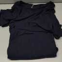 PRETTYGARDEN Women's 2 Piece Lounge Sets Asymmetrical Long Sleeve T Shirt Wide Leg Pants Casual Outfits Tracksuit (Medium, Navy)