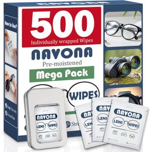 500 Count Lens Wipes for Eyeglasses  Pre-Moistened, Individually Wrapped Eyeglass Cleaning Wipes  Scratch-Free, Streak-Free Glasses Cleaner Wipes for Sunglasses & Camera Lens  Bulk Pack