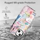 Compatible for iPhone 13 Pro Case Compatible with MagSafe [6ft Drop Tested] Rugged Shockproof Protective Phone Case for Women Girly Pink Cute Bows Florals Fashion Collage Design