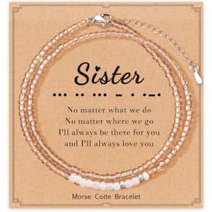 Morse Code Bracelets for Women, Inspirational Funny Bead Wrap Bracelets Gifts for Best Friends Sister Her Women Female
