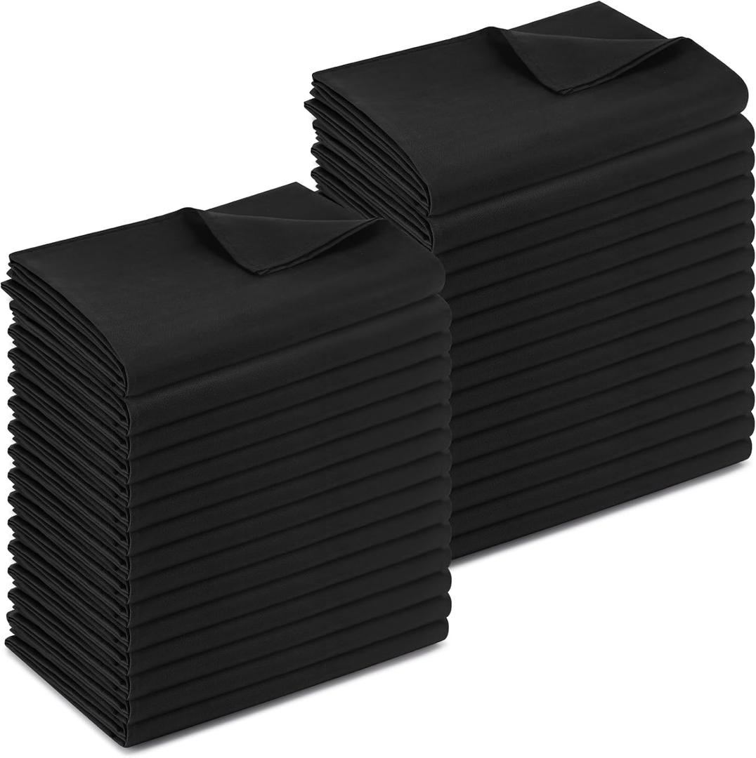 30 Pack Twin Flat Sheets Bulk Soft Microfiber Massage Spa Bed Sheet Dust Poof Cover for Hospital Hotel Airbab Dorm Home Windows Curtain(Black,Twin)