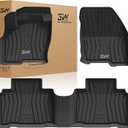 3W Floor Mats for Lincoln MKX 2016 2017 2018 & Lincoln Nautilus 2019-2022, Custom Fit TPE All Weather Floor Liners, 1st & 2nd Row Full Set, Black