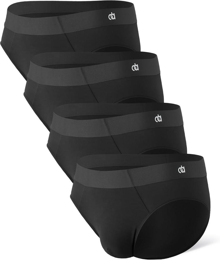DAVID ARCHY Seamless Men's Briefs Micro Modal Ultra Soft Breathable No Fly Support Pouch Mens Underwear Briefs Pack of 4 (Black)
