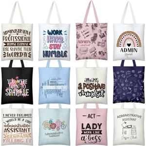 12 Pcs Administrative Professional Day Gift for Women Administrative Assistant Appreciation Gifts Tote Bags, Thank You Appreciation Gift for Office Receptionist Secretary