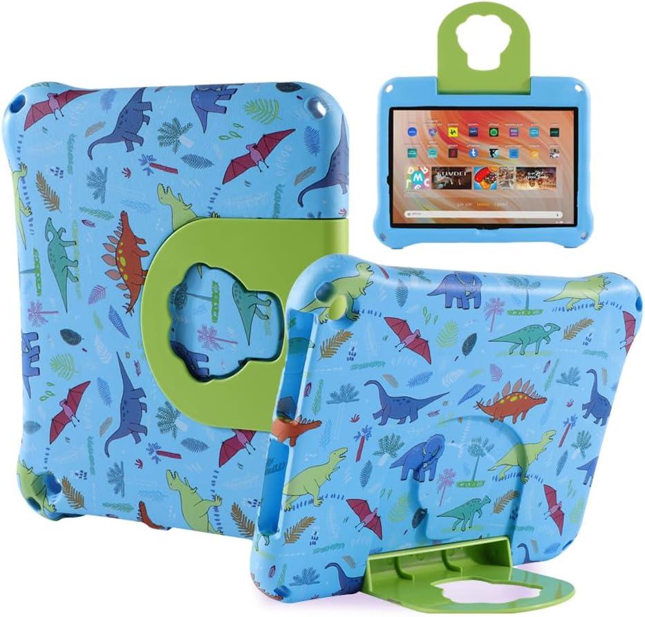 Dinosaur Fire HD 10 2021 2023 Tablet Case Kids Pro Tablet Cover for Boy Girl EVA Kid-Proof case with Stand Handle Shockproof Kid-Friendly Durable Case (KL)