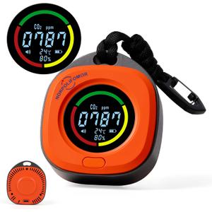 Portable CO2 Monitor,CO2 Meter with Alarm,Temperature & Humidity, CO2 Tester for Home, Car, Grow Tents, Travel,Camping