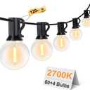 GPATIO 120FT Outdoor String Lights, Waterproof Patio Lights with 64 Hanging Globe G40 Bulbs, 2700k Shatterproof for Backyard Balcony Party Camping Outside Decor