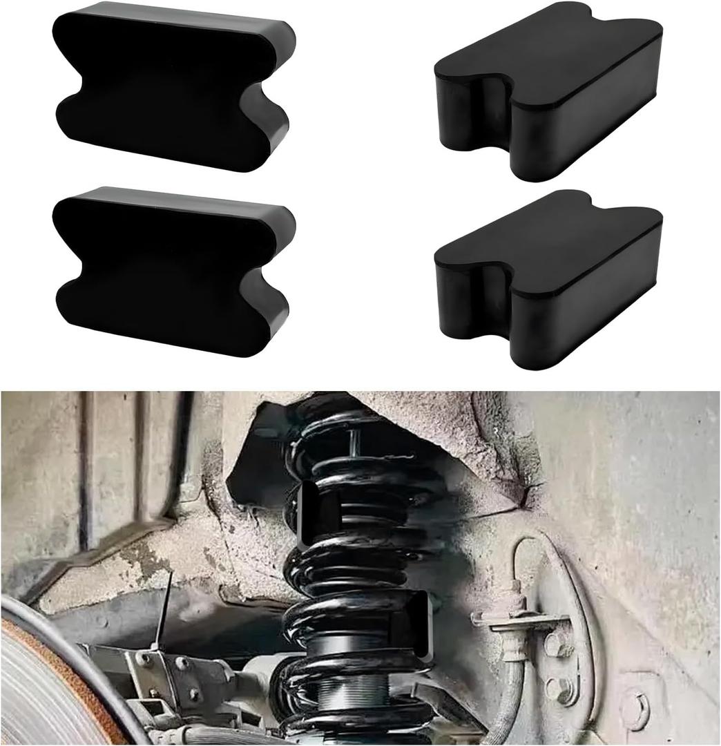 4 PCS Rubber Car Coil Spring Spacers, Heavy Duty Lift Blocks for 2" to 2.5" Coils Springs Elevation, Universal Front & Rear Coil Spacer Spring Booster Kit for Cars Trucks SUVs