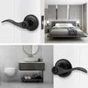 1 Pack Entrance Door Handle, Matte Black Reversible Door Lever Perfect for Interior Door and Closet, Traditional Wave Style Keyed Entry Door Lock - Keyed Alike