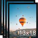 JCJMY 13x18 Picture Frame Set of 4 Black for Wall Hanging, Wall Mounting Horizontally or Vertically, 13 x 18 Wall Gallery Poster Photo Frame with Shatter Resistant Plexiglass, 4 Pack, Black