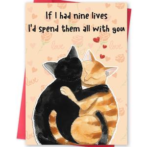 12 x Missonemi Cute Anniversary Card & Gifts for Women Men Husband Wife Boyfriend Girlfriend, Cats Valentines Day Card, Funny Valentines Day Gifts for Him Her