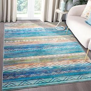 Comeet Modern Ombre Blue Rugs for Bedroom, 4x6 Non-Slip Washable Soft Area Rug for Living Room, Non-Shedding Low Pile Floor Carpet for Bedside Nursery Kids Room