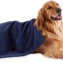 Bone Dry Pet Grooming Towel Collection Absorbent Microfiber X-Large, 41x23.5", Embroidered Navy