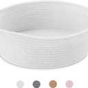 ABenkle Small Basket with Handles, Boho Decorative Rope Woven Dog Cat Toy Storage Bin Shelf Storage Organizer, Easter Christmas Gift Basket, 12"x8"x5", White