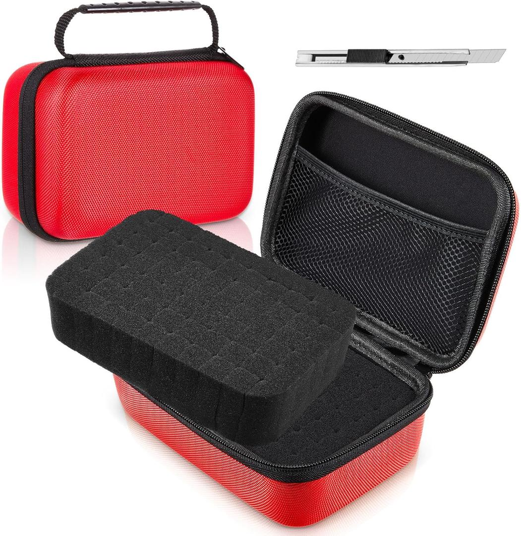 Relaxweex EVA Hard Case with Customizable Foam 13.5 x 9.8 x 5.5 Inchprotective EVA Carrying Case Shockproof Outdoor for Camera, Digital Products, Electronic Instruments with Knife, Red