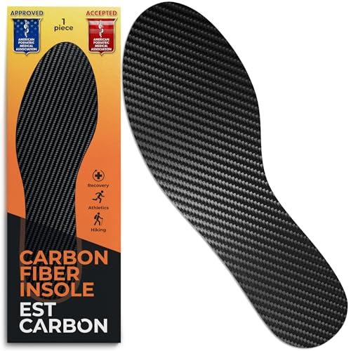 EstCarbon - Carbon Fiber Insole - 1 pc, Men 5-5.5, Women 6-6.5 - Unisex Orthotic Shoe Insert - Stiff Foot Plate - Turf Toe, Hallux Rigidus, Flat Feet, Plantar Fasciitis, Mortons Extension
