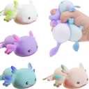 Axolotl Toy, Pull, Stretch and Squeeze Stress, Cute Fish Toy for Anxiety Relief, Birthday, Christmas, Office, Stocking Stuffer Gift, Toy Axolotl for Pulling (Set of 4)