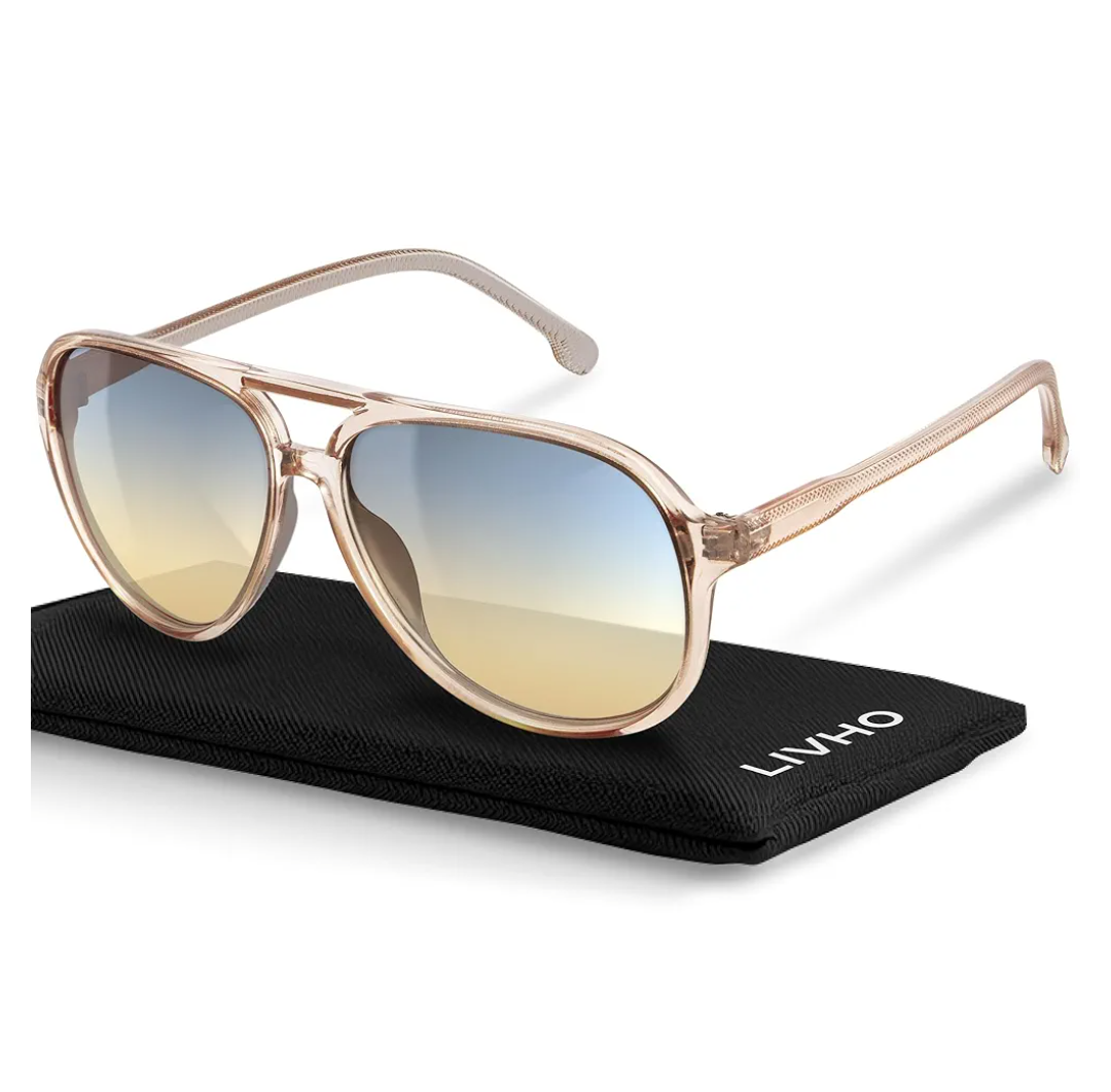 livho Trendy Polarized Aviator Sunglasses Women Men, Retro Sun Glasses for Women Men 2025, Oversized UV Protection Shades