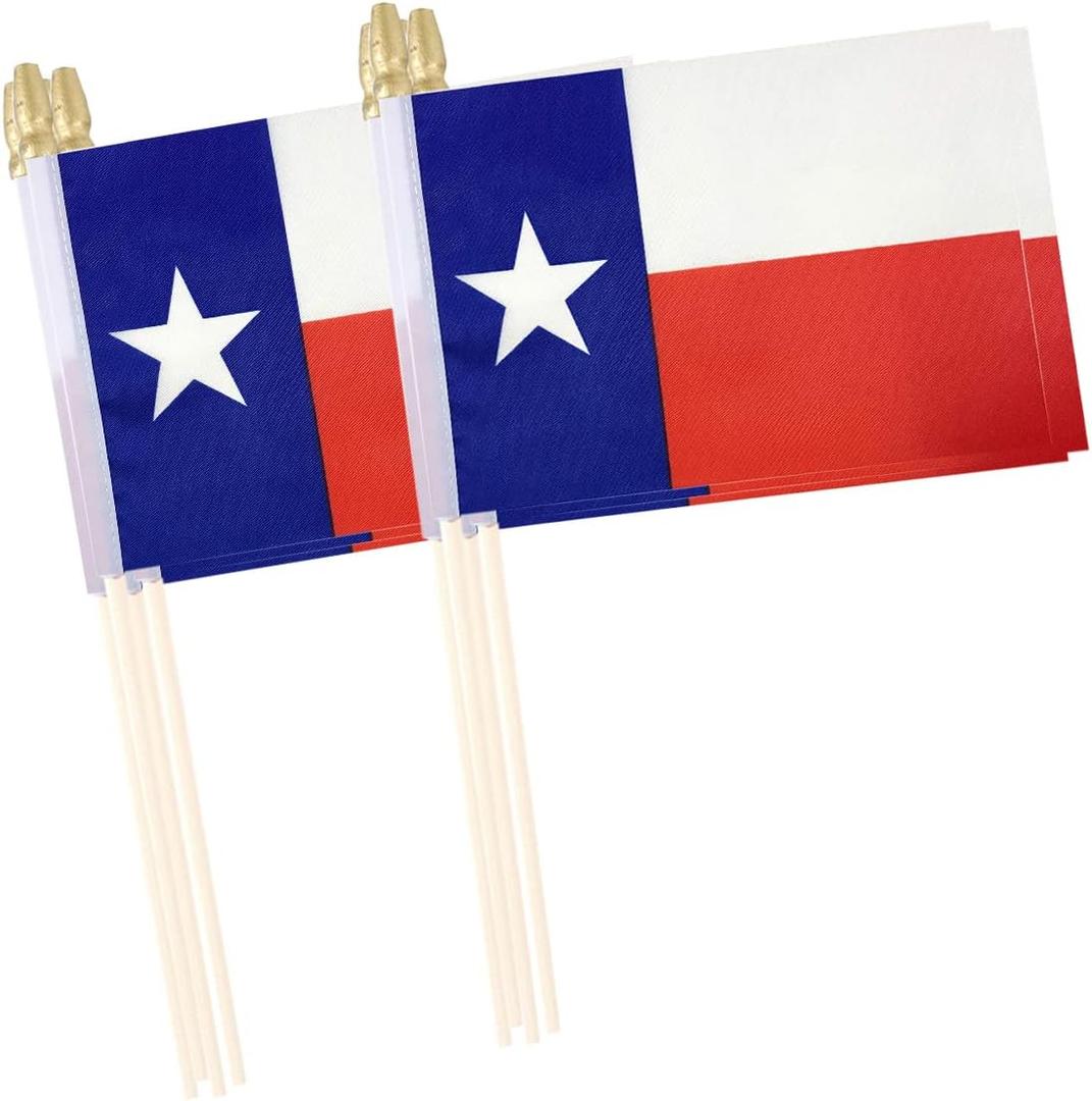 Texas State Flag Mini Small Handheld Stick Flags 4x6 Inch 12 Pack