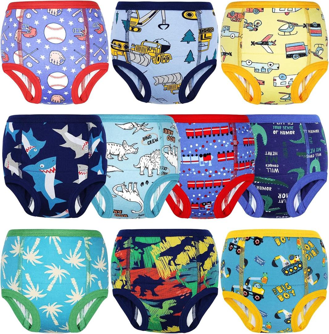 MooMoo Baby Cotton Training Underwear 10 Packs Absorbent Potty Training Pants for Girls and Boys 5T (Dina and Car)