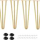 12 Inch Hairpin Legs Metal - 1/2 Dia 3 Rods Design - Mid Century Furniture Table Legs, DIY Furniture Hairpin Feet Gold for Nightstand, Coffee Table and TV Stand, Set of 4