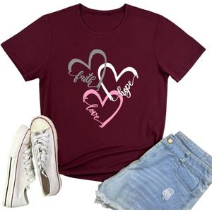 BLACKMYTH Graphic T-Shirts for Women Faith Shirts for Women (XX-Large, Red)