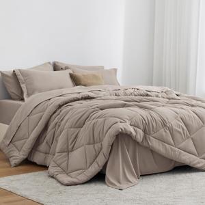Love's cabin Full Comforter Set Burlwood, 7 Pieces Full Bed in a Bag, All Season Bedding Sets with 1 Comforter, 1 Flat Sheet, 1 Fitted Sheet, 2 Pillowcase and 2 Pillow Sham | Soft, Breathable, Lightweight, Comfortable