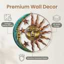 GUAN YANG Metal Sun and Moon Vintage Wall Decor, 46.5x46.5cm Original Design Waterproof Sturdy Easy to Install Boho Celestial Wall Art for Rustic Home Living Room Indoor Outdoor Decor, 18.3"L x 18.3"W