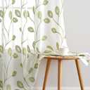 EMEMA Green Sheer Curtains 84 Inches Long, Embroidered Vine and Leaf Curtains for Living Room Bedroom, Rod Pocket Voile Light Filtering Window Drapes, 2 Panels