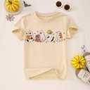 SOFEON Halloween Shirts for Kids Girls Boys Ghost Reading Books Shirt Spooky Season T-Shirt Cute Ghost Graphic Tees Tops (7-8 Years)