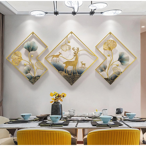 tarkay Metal Wall Art Dining Room Wall Art Decor 3 Piece Large Modern Wall Sculptures 3D Ginkgo Leaf 78x27in Aesthetic Wall Art for Bedroom Office Room Decor Living Room