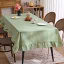 vctops Farmhouse Sage Green Plaid Ruffle Table Cloth, Boho Cotton Linen Tablecloth, Washable Table Cover for Rectangle Table Baby Shower Kitchen Party Wedding Decor (Sage Green,55"x70")