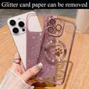 Compatible for iPhone 16 Pro Max Case Glitter Clear Paw Love Heart Compatible with MagSafe, Camera Lens Protection Soft Slim Thin Magnetic Bling Phone Case - Pink