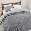 Bedsure Sherpa King Size Blanket for Bed- Fleece Soft Cozy Fuzzy Cable Blankets for Women, Thick Warm for Winter and All Seasons, Grey, 108x90 Inches