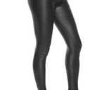 SEASUM Women's Faux Leather Leggings Pants PU Elastic Shaping Hip Push Up Black Sexy Stretchy High Waisted Tights (Black, M)