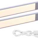 PureOptics LED Rechargeable Under Cabinet Lighting, Motion Sensor On/Off, Warm White LED, Stick-On Install for Kitchen & Closets - 2 Bars (Silver)