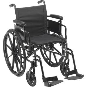 Drive Medical Cruiser X4 Lightweight Transport Wheelchair with Detachable Desk Arms and Swing-Away Footrests, Silver Vein