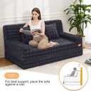 MeMoreCool 59" Boneless Loveseat Sofa Bed, Bubble Corduroy Couch, Dark Grey